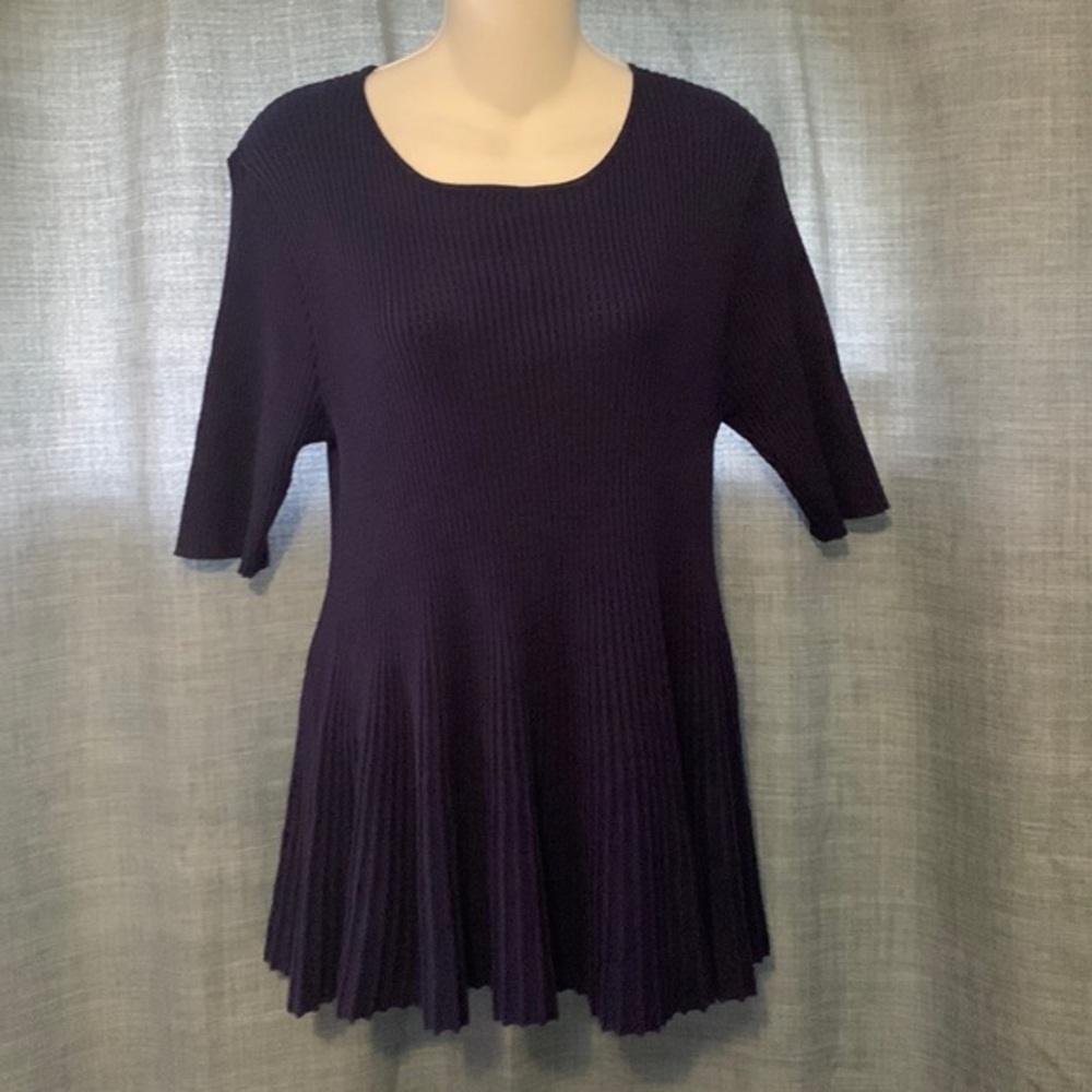 Sweater by Chelsea & Theodore Navy Short Sleeved Fit & Flare Ladies size XL